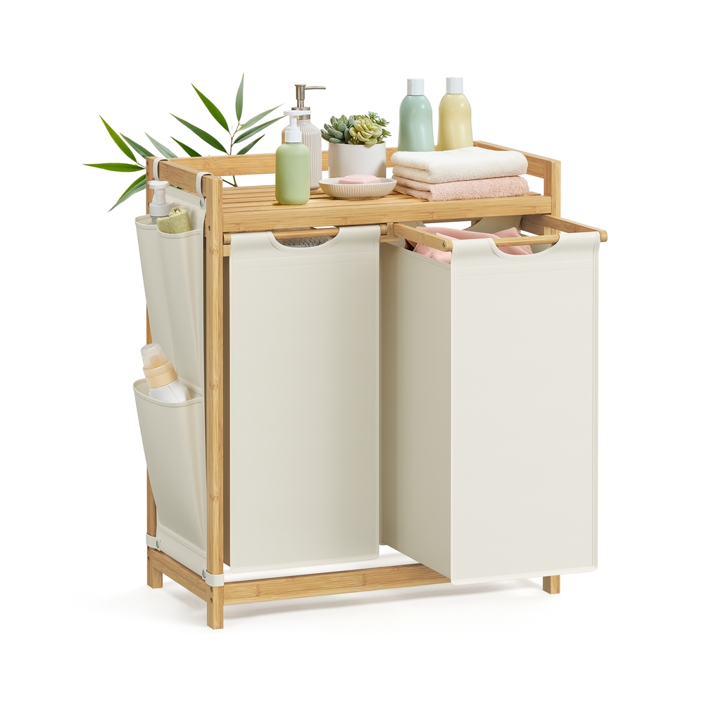 Laundry Basket with 2 Compartments 63 x 33 x 78 cm