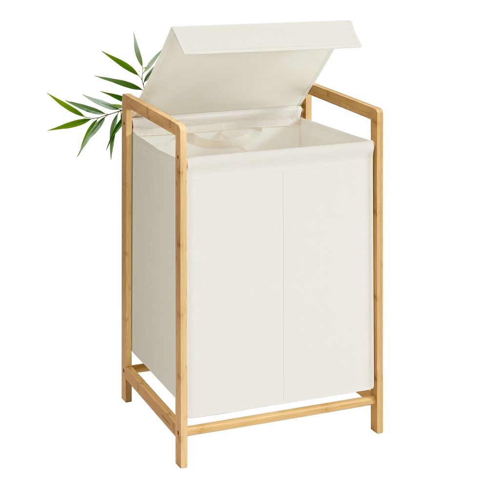 2-Compartment Laundry Basket Dirty Laundry Hamper 100 L,Cream White