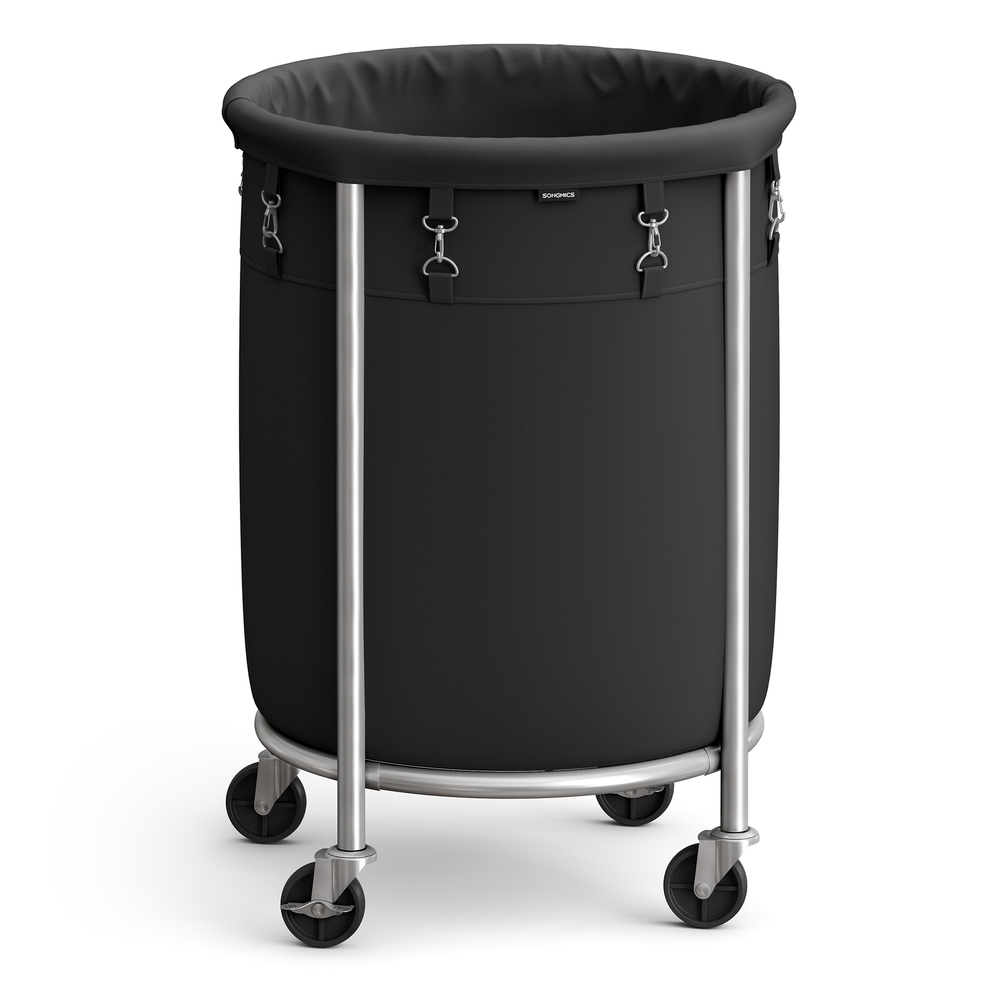 Round Laundry Hamper with Steel Frame and Removable Bag
