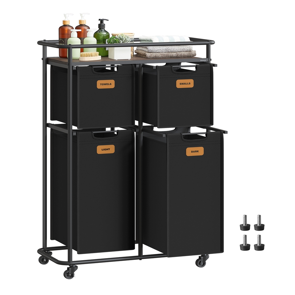 150 L Rolling Laundry Hamper Ink Black and Chestnut Brown 150 L Rolling Laundry Hamper Ink Black and Chestnut Brown