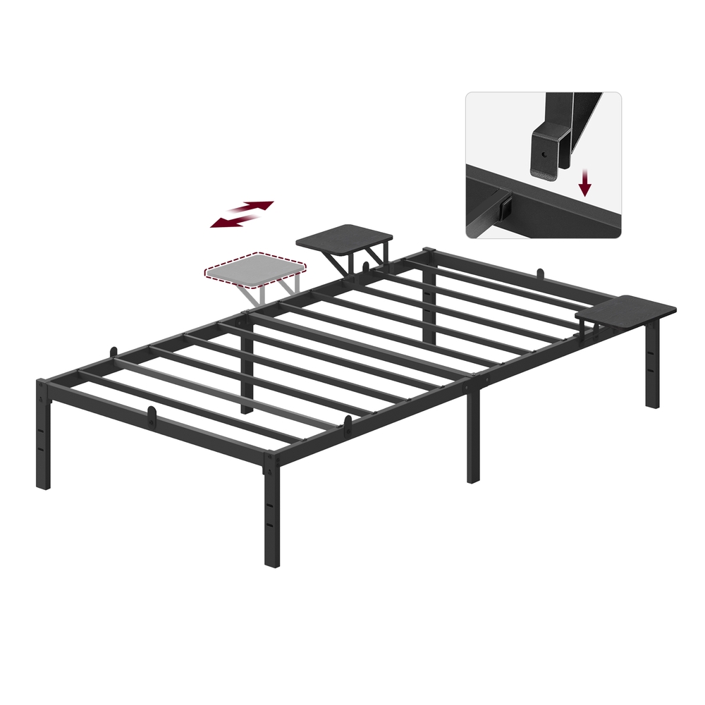Single Bed Frame for 90 x 190 cm Mattresses Ink Black