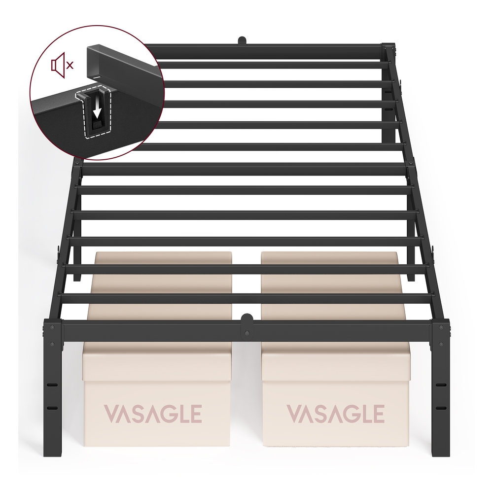 Single Metal Bed Frame 90 x 190 cm Easy Assembly Ink Black