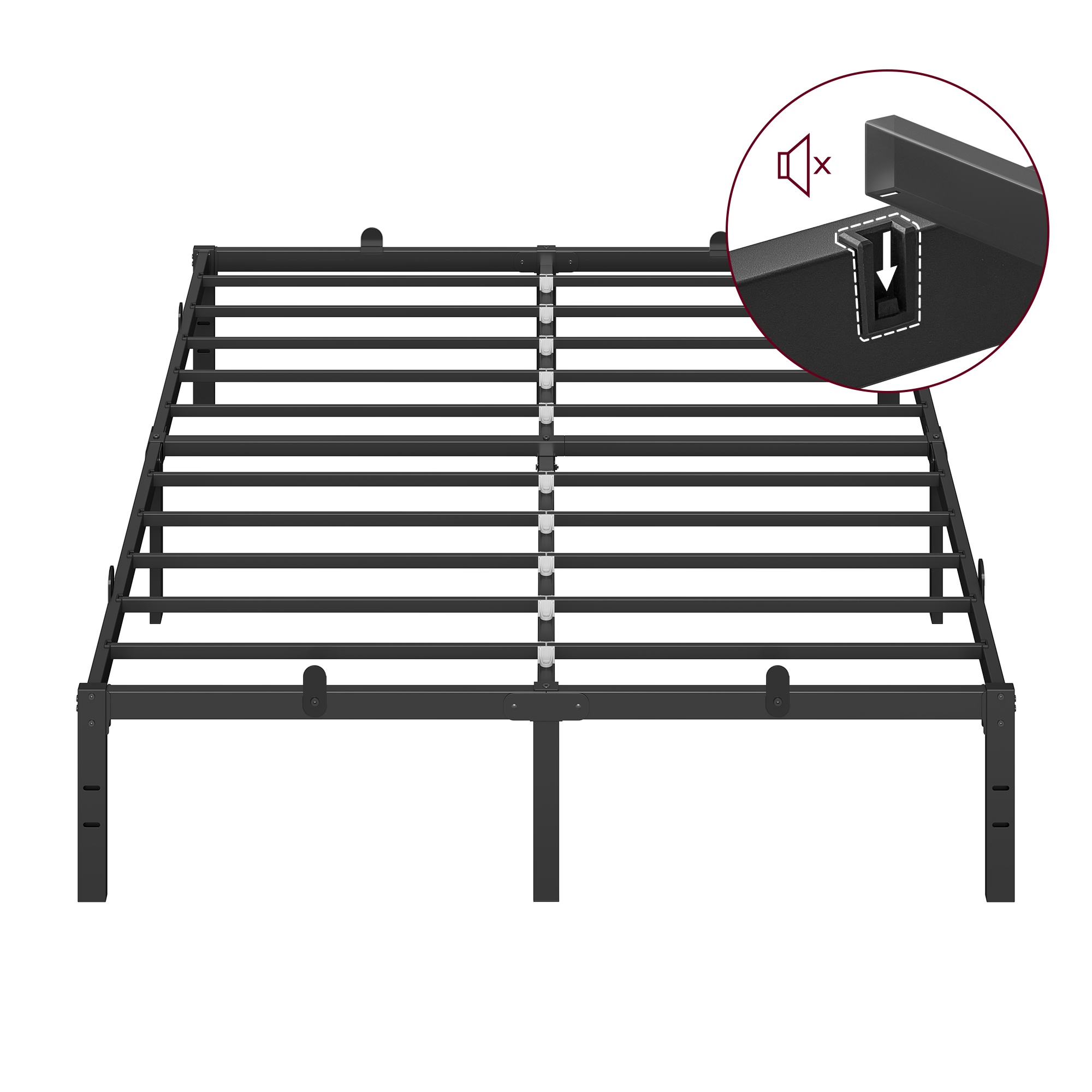 Double Metal Bed Frame 135 x 190 cm Easy Assembly Ink Black