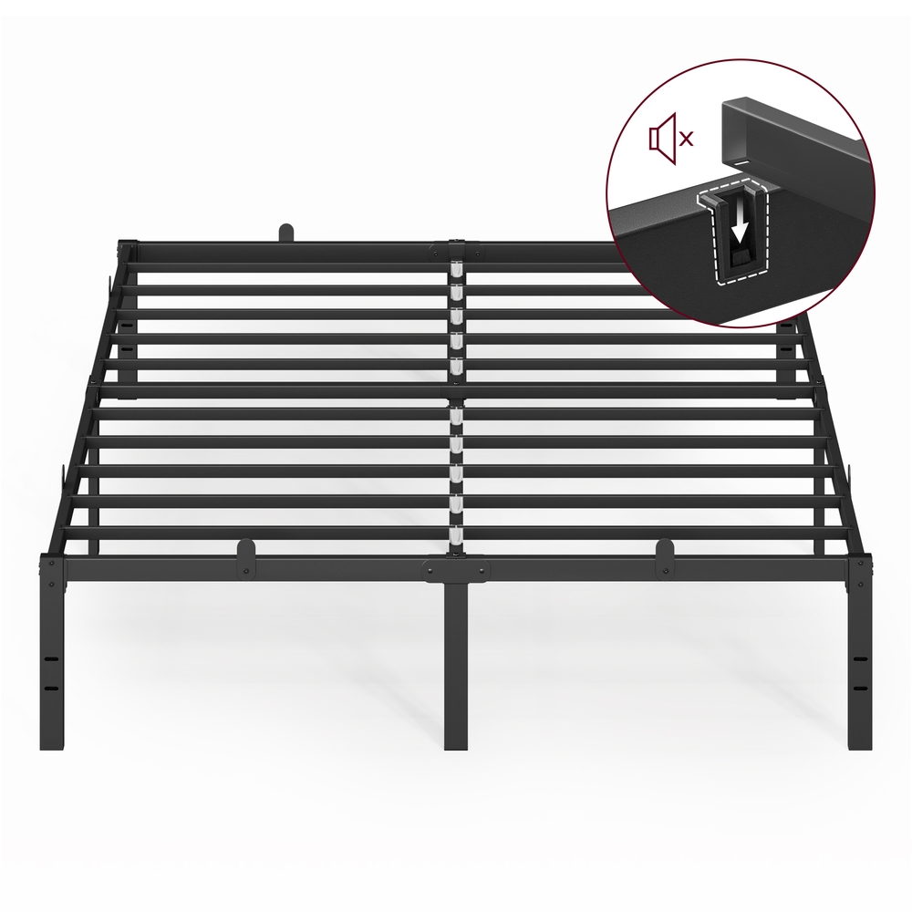 150 x 200 cm Metal bed frame with under bed storage for modern guest rooms Ink Black