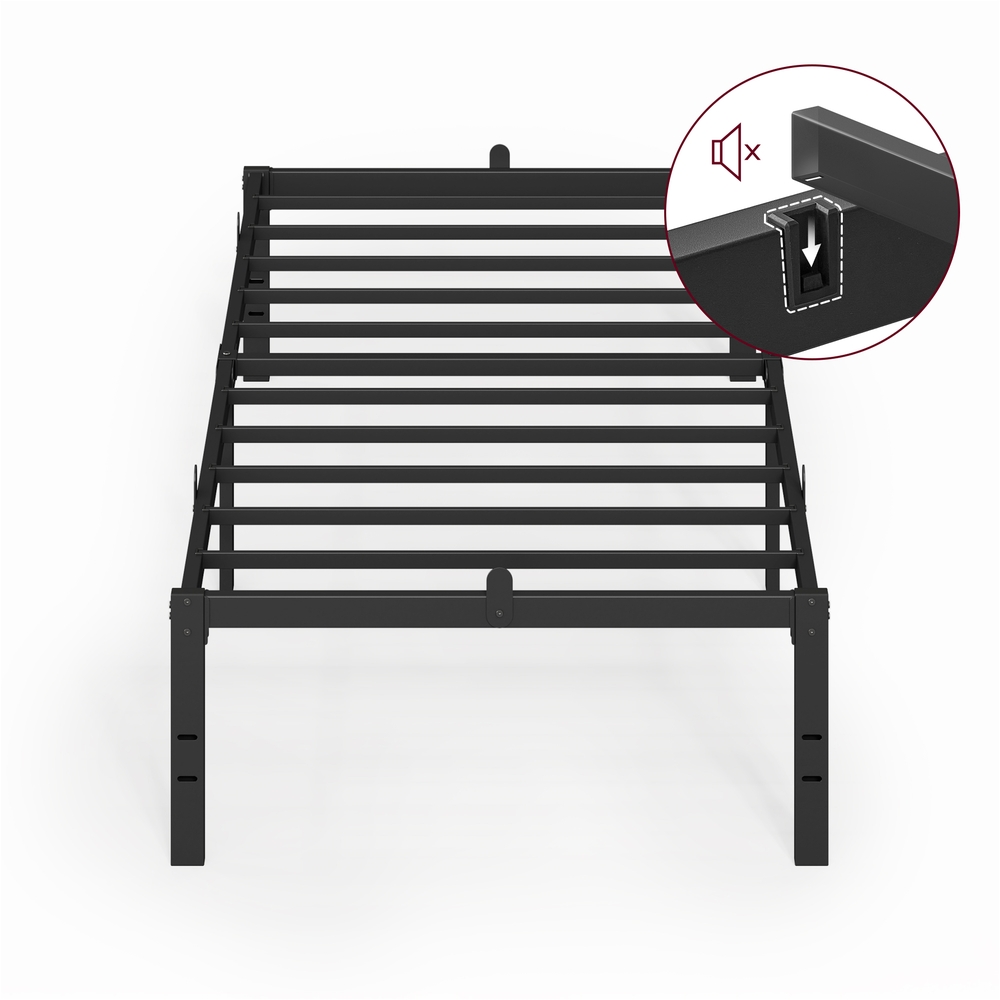 Metal bed frame with under bed storage for modern guest rooms Ink Black