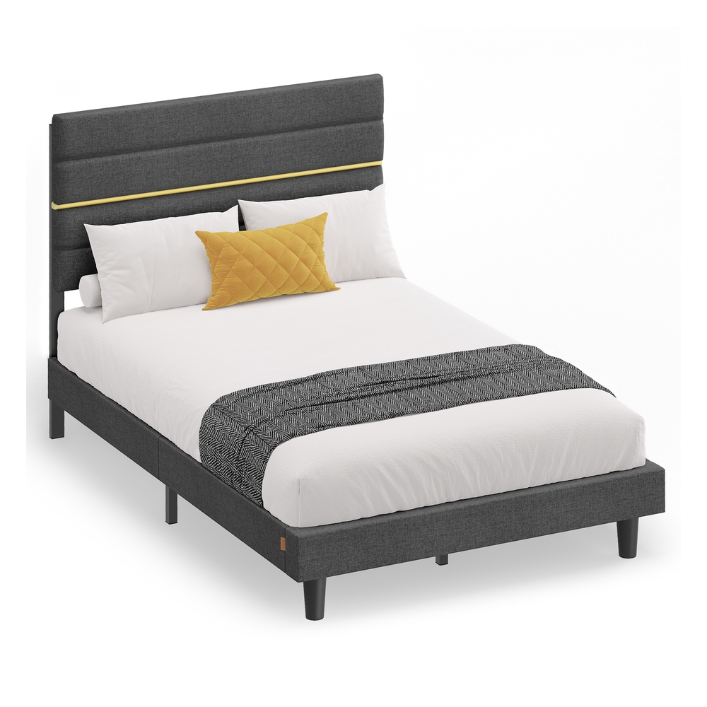 120 x 190 cm Small double bed frame with adjustable upholstered headboard Slate Grey