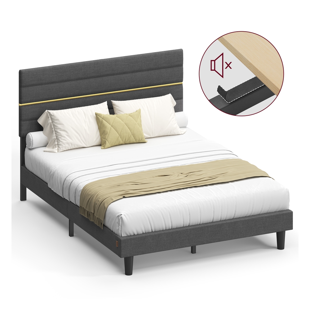 Double Bed frame with adjustable upholstered headboard