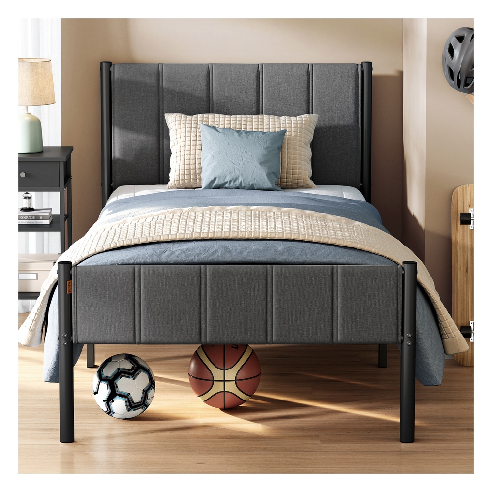 Single Bed Frame 90 x 190 cm 250 kg Weight Capacity Slate Grey
