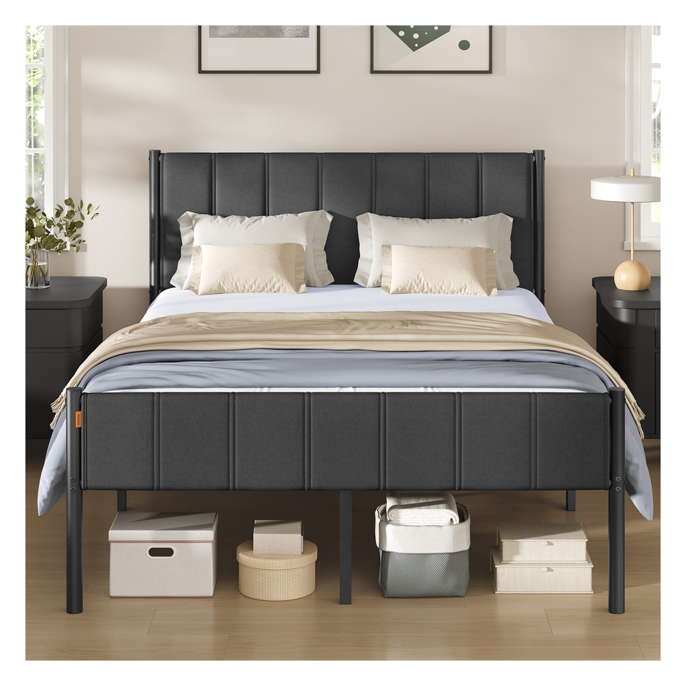 Double Metal double bed frame with upholstered headboard and easy assembly