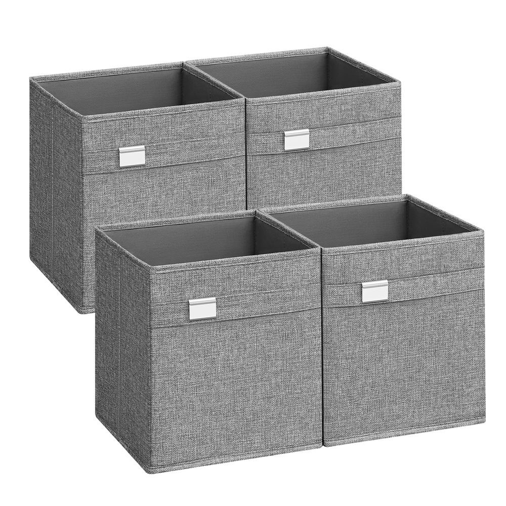 Set of 4 Storage Cubes with Double Handles Dove Grey S