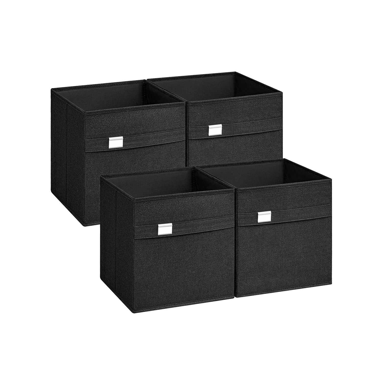 Set of 4 Storage Cubes with Double Handles Ink Black M