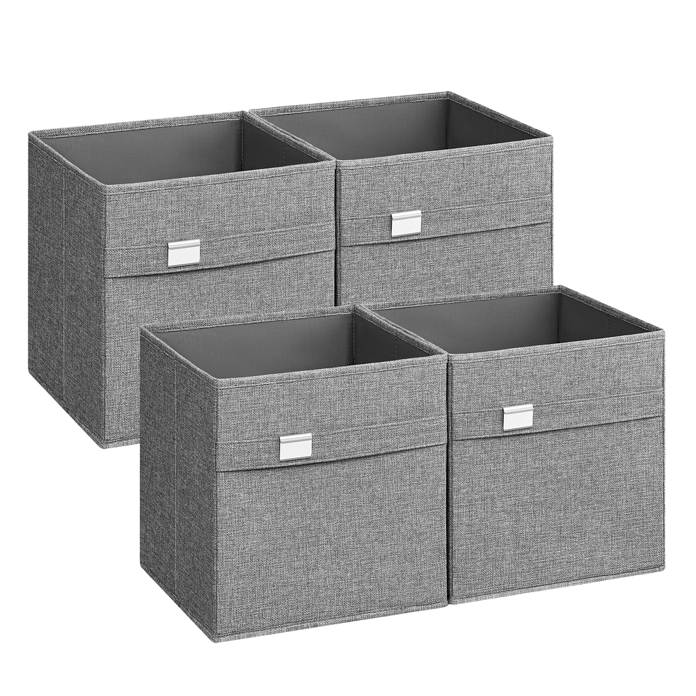 Set of 4 Storage Cubes with Double Handles Dove Grey M