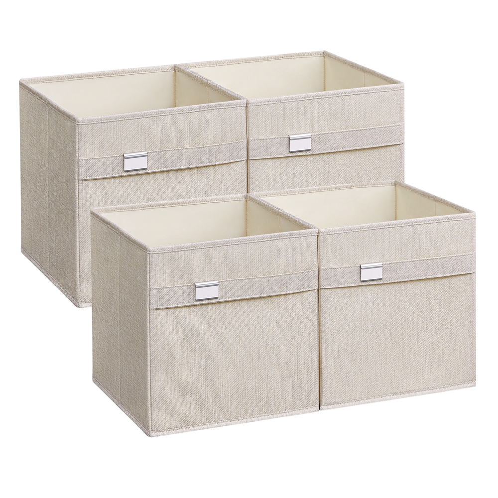 Set of 4 Storage Cubes with Double Handles Cloud White M