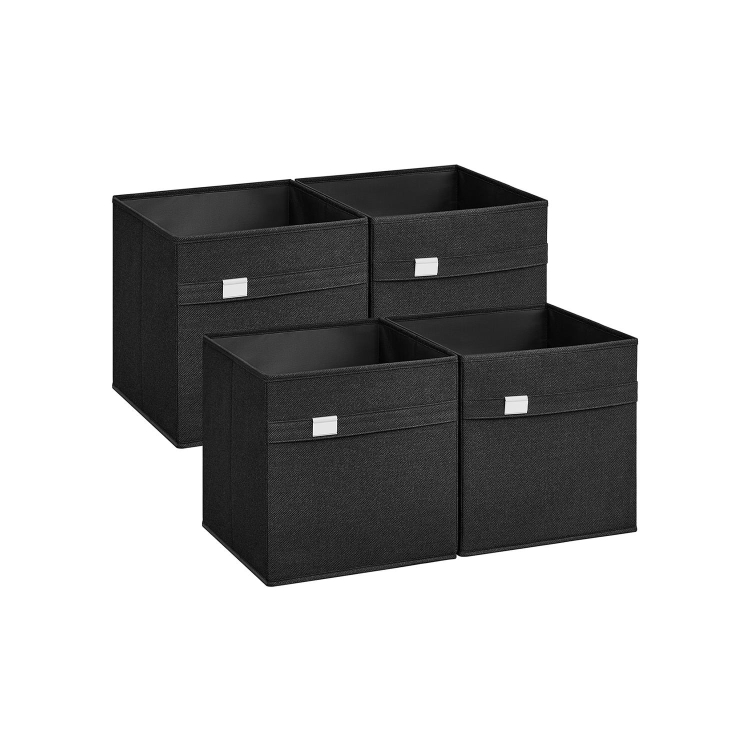 Set of 4 Storage Cubes with Double Handles Ink Black L