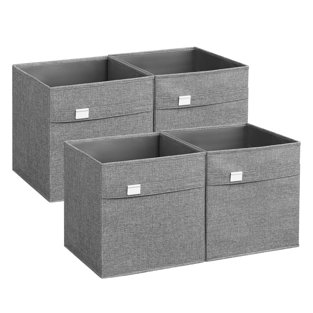 Set of 4 Storage Cubes with Double Handles Dove Grey L