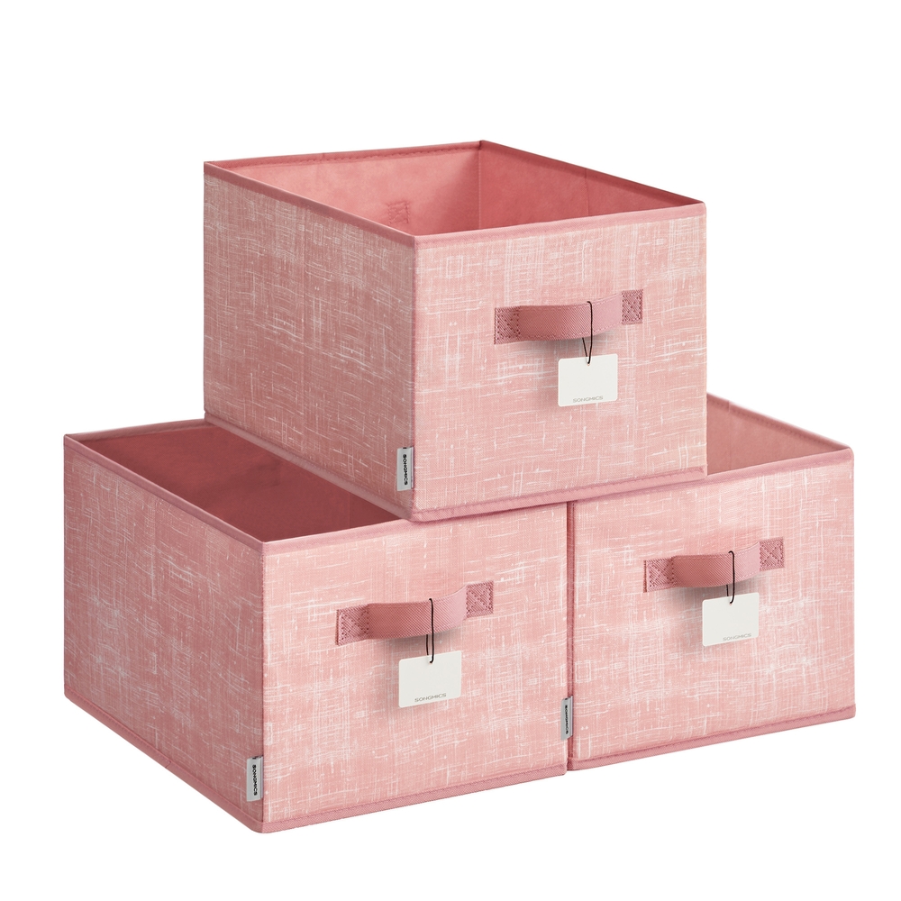 24 cm High Collapsible Storage Boxes Set of 3 Jelly Pink