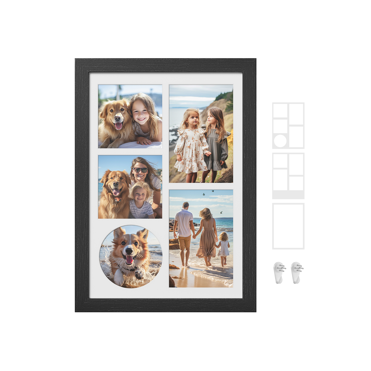 A4 Picture Frame with 3 Mats Ash Black