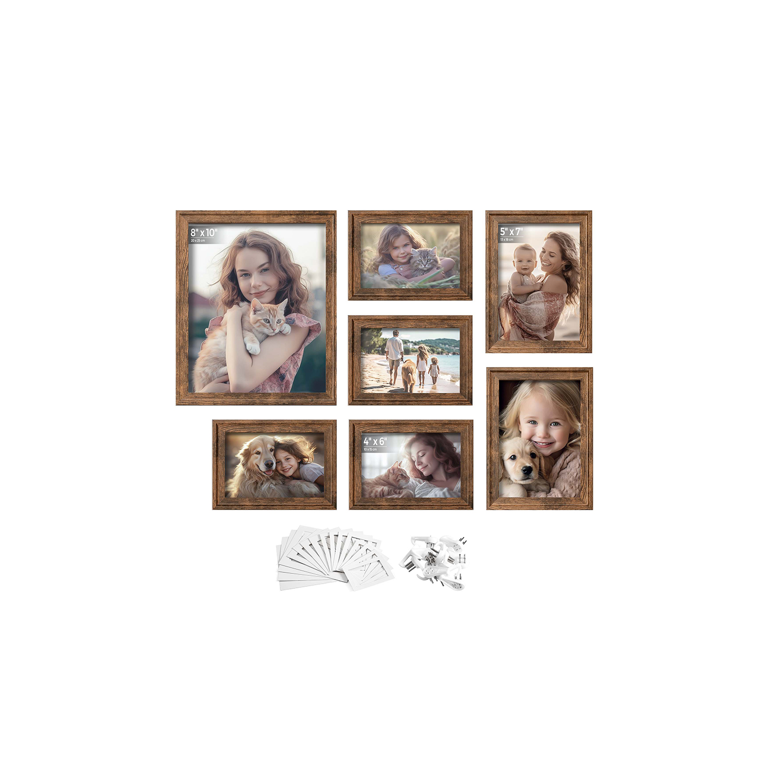 Picture Frames with 10 Mats Rustic Brown Picture Frames with 10 Mats Rustic Brown