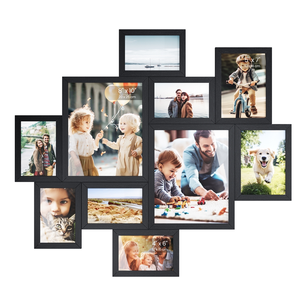 Collage Photo Frames 10 Multi Picture Frames for Wall Black