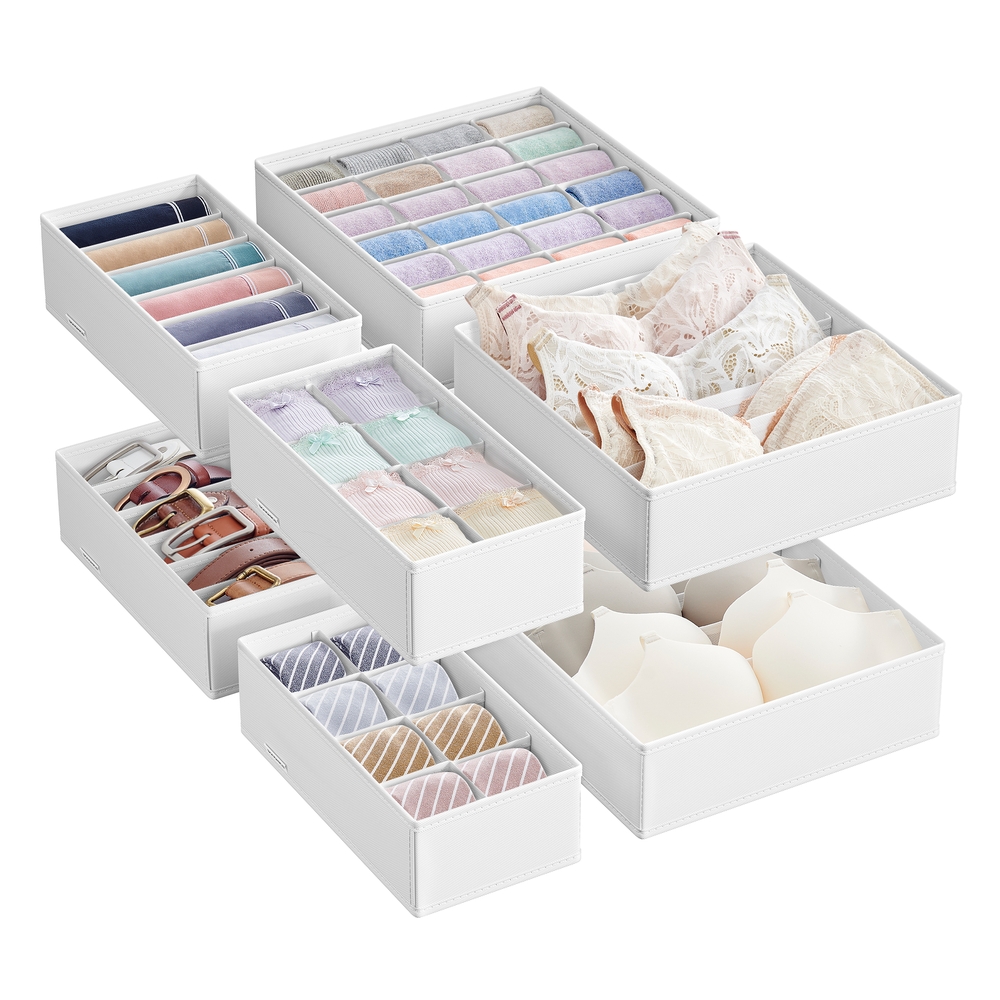 Set of 8 Foldable Underwear Drawer Organisers Cloud White