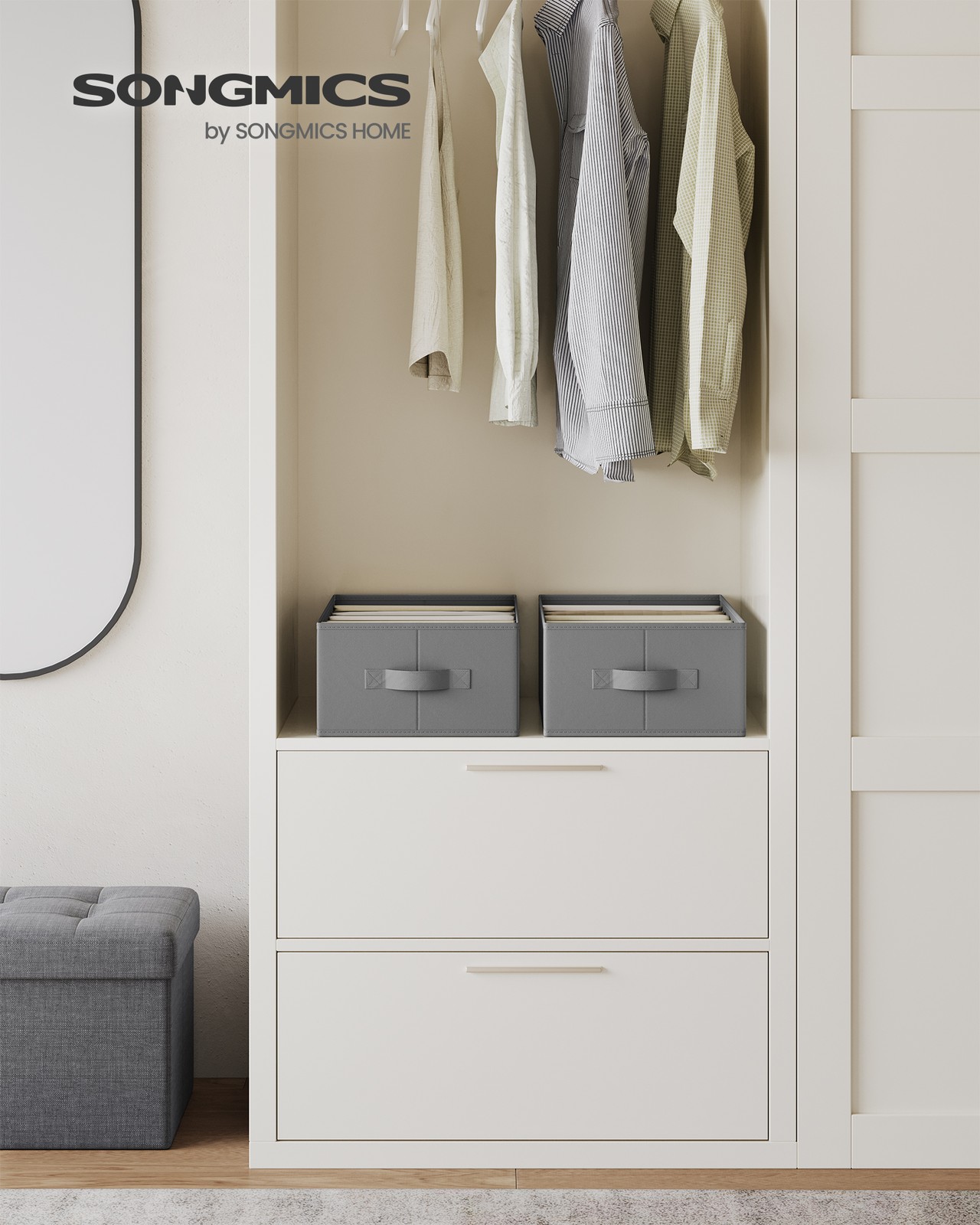42 x 30 x 17 cm Set of 2 Drawer Organisers Dove Grey