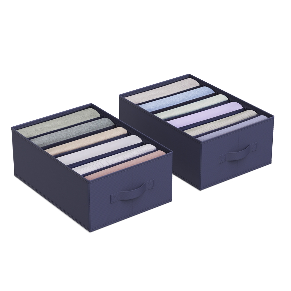 42 x 30 x 17 cm Set of 2 Drawer Organisers Charcoal Blue