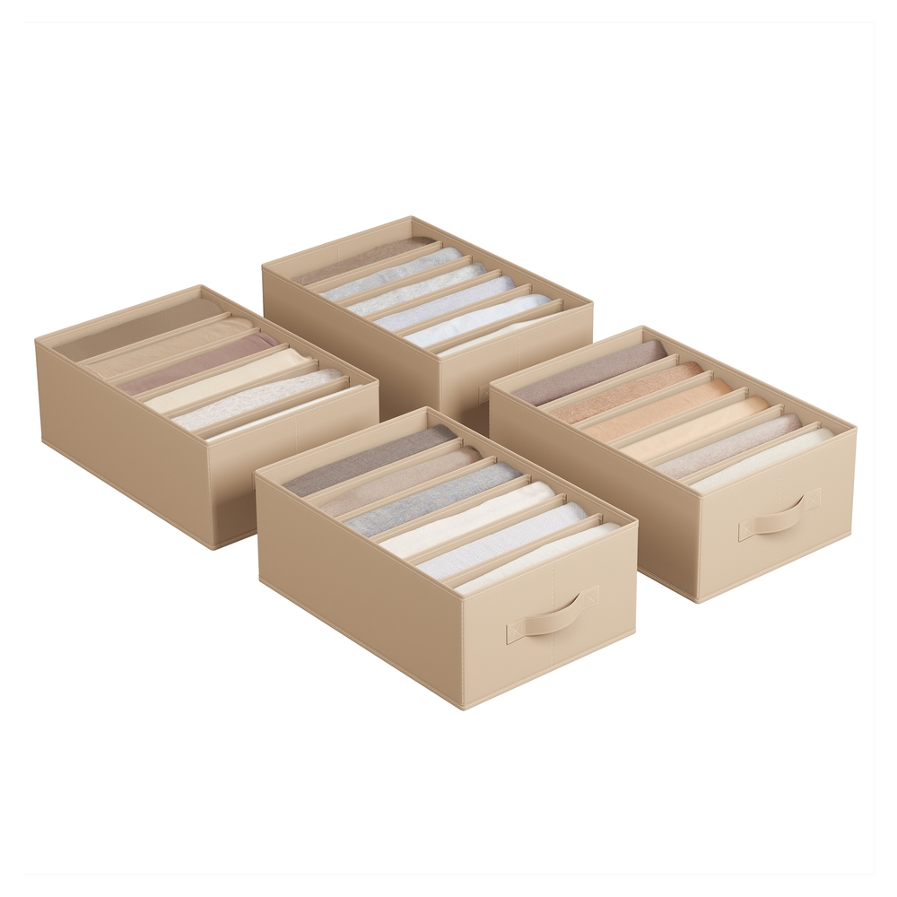 Set of 4 Drawer Organisers with 6 Compartments Sand Beige Set of 4 Drawer Organisers with 6 Compartments Sand Beige