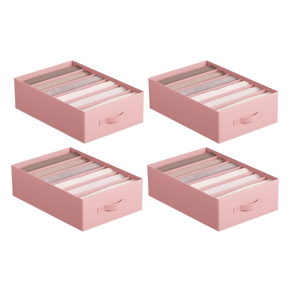 Set of 4 Drawer Organisers with 6 Compartments Jelly Pink