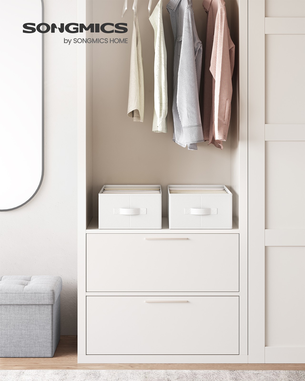 42 x 30 x 17 cm Set of 2 Drawer Organisers Classic White