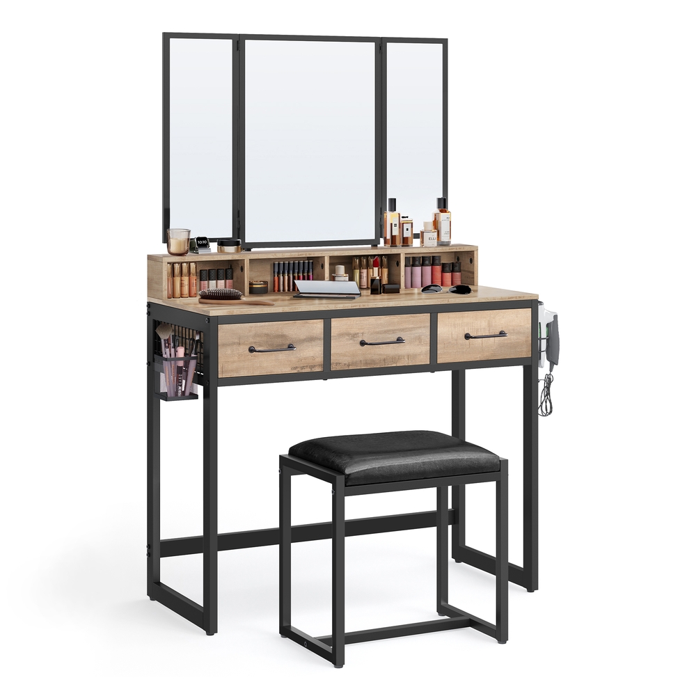 Dressing Table with Mirror and Stool