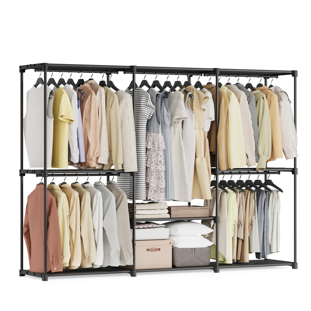 Clothes Wardrobe Portable Closet 205 x 43 x 166 cm Ink Black
