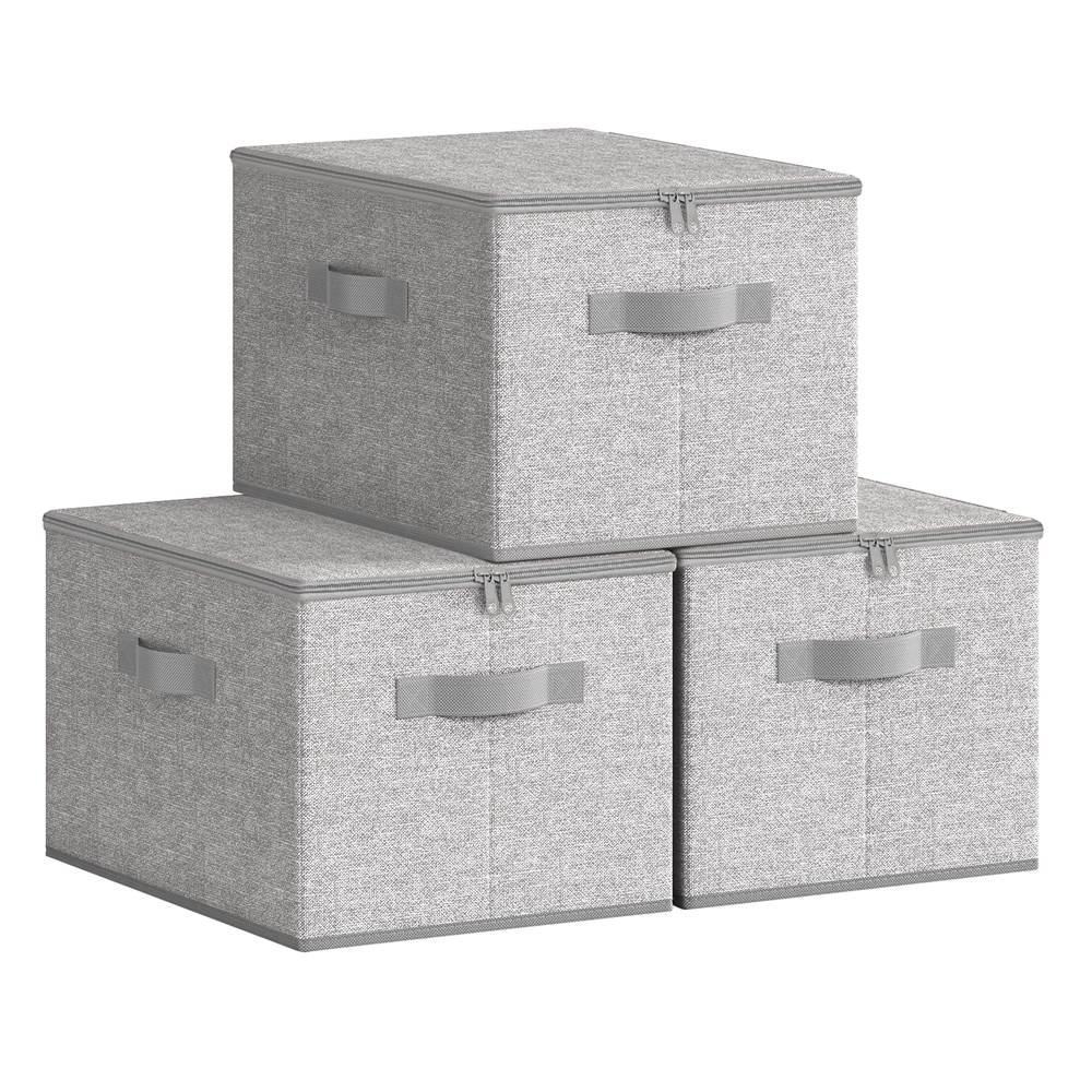 Set of 3 Storage Basket Bins with Lids