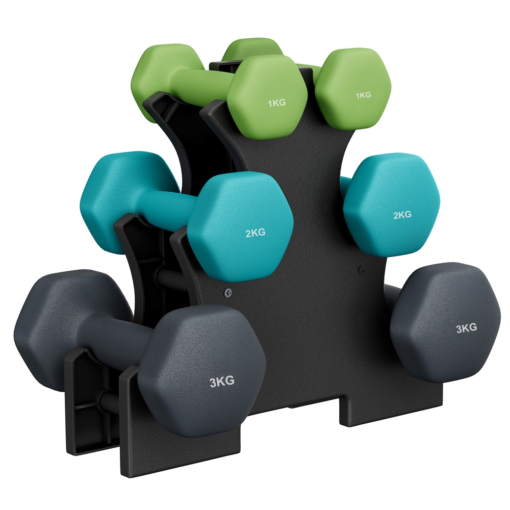 Neoprene Dumbbells Set – 2 x 1 kg, 2 x 2 kg, 2 x 3 kg