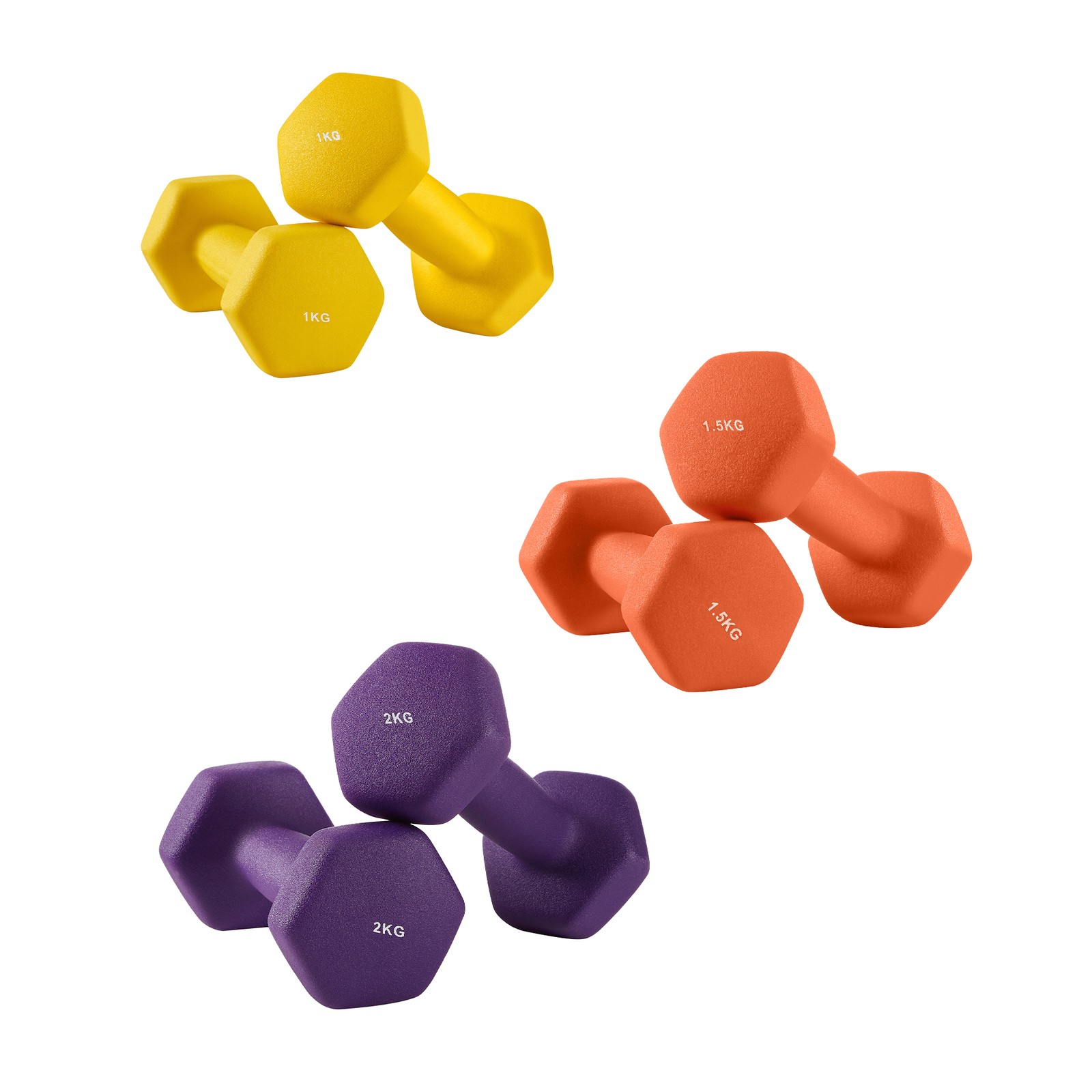 Neoprene Dumbbells Set with Stand, 2 x 1 kg