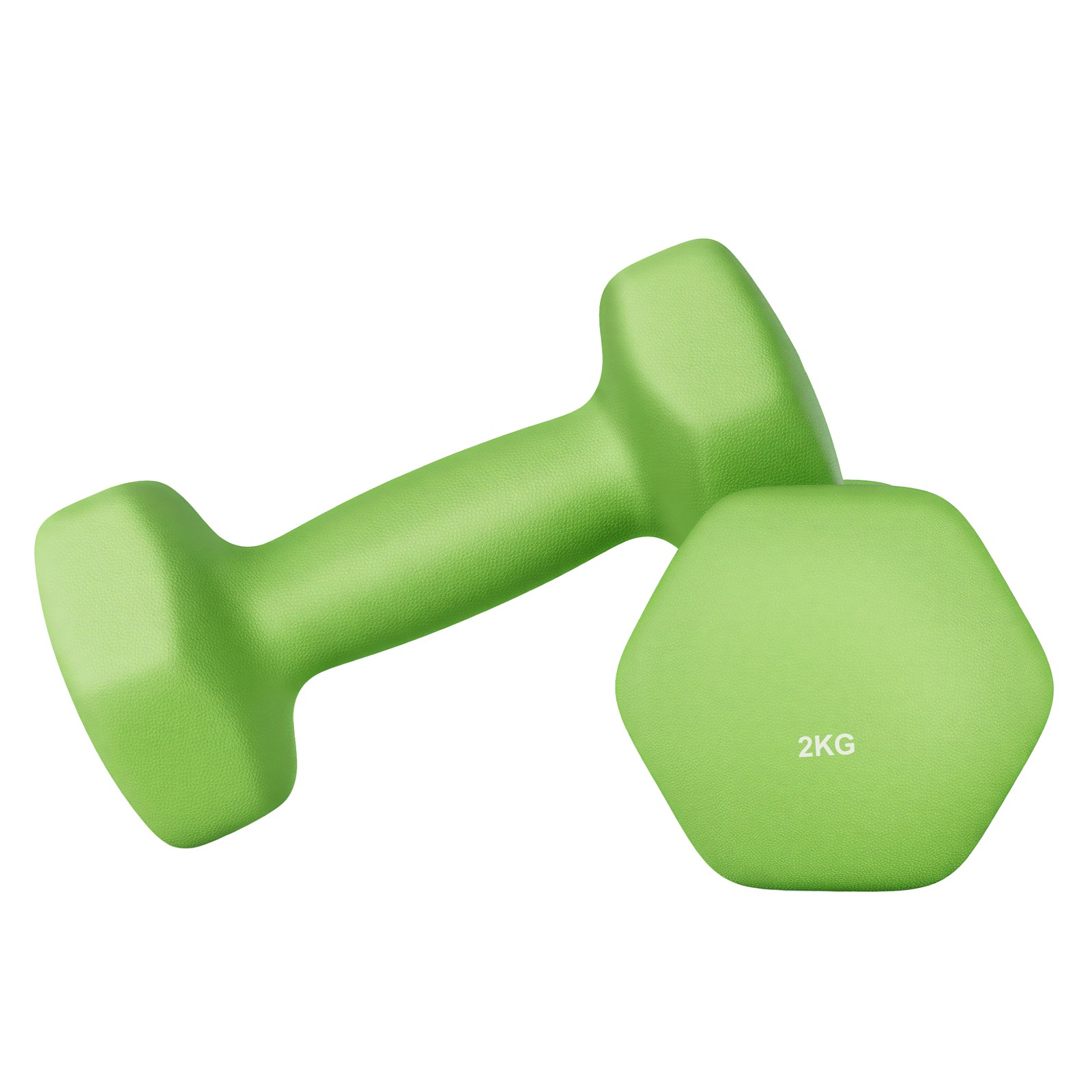 Set of 2 Dumbbells, 2 x 2 kg Neoprene Weights, Hexagonal