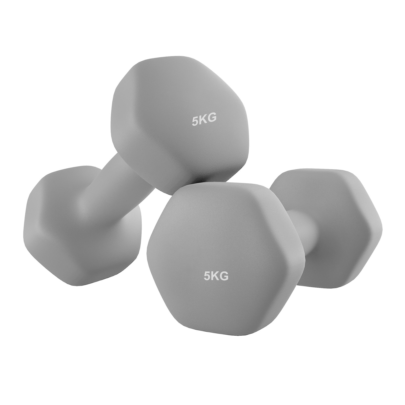 Set of 2 Neoprene Hex Dumbbells, 2 x 5 kg, with Dumbbells Bars