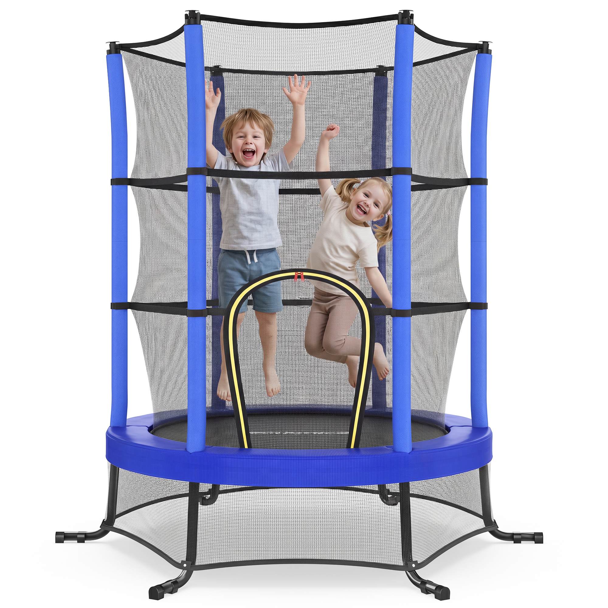 SONGMICS 6 ft Kids Trampoline with Enclosure, Safety Net, Mini Small Fitness Trampoline for Kids Children Toddler, Steel Frame, Indoor Outdoor Garden Play Equipment, Blue STR050Q101