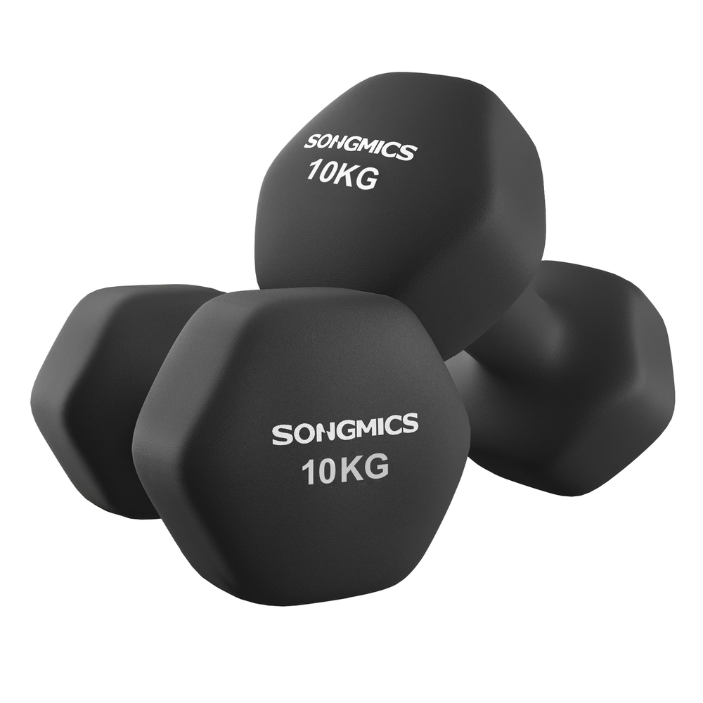 Hex dumbbell set with neoprene coating