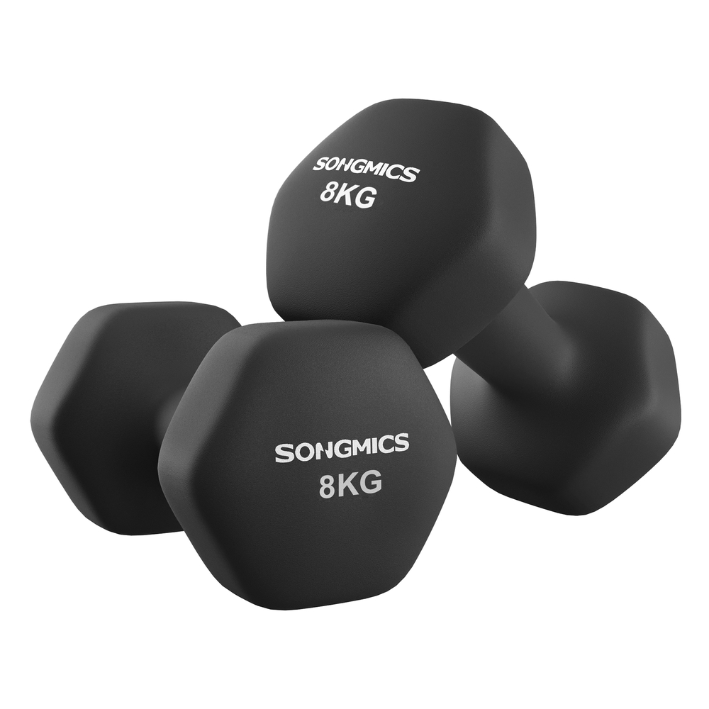 Hex dumbbell set with neoprene coating