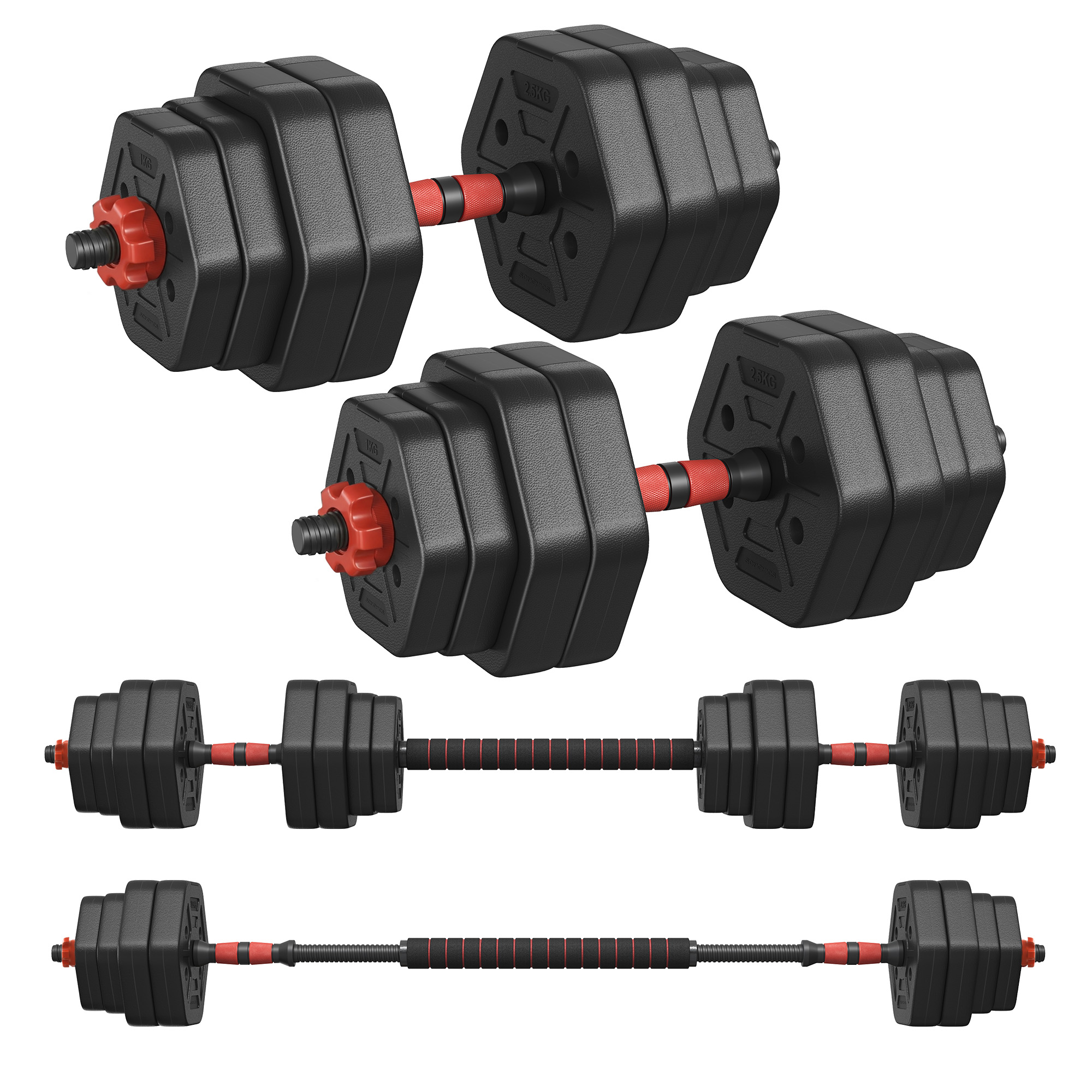 Dumbbell Sets 30 kg Weights Each with Connecting Bar