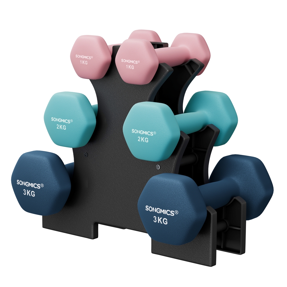 Hex Dumbbell Set with Storage Rack