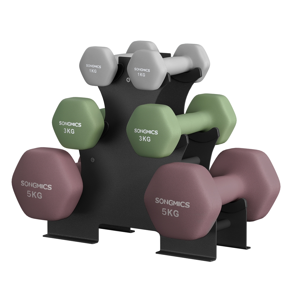 Weight Lifting Dumbbell Kit with Storage Stand Vinyl Coated