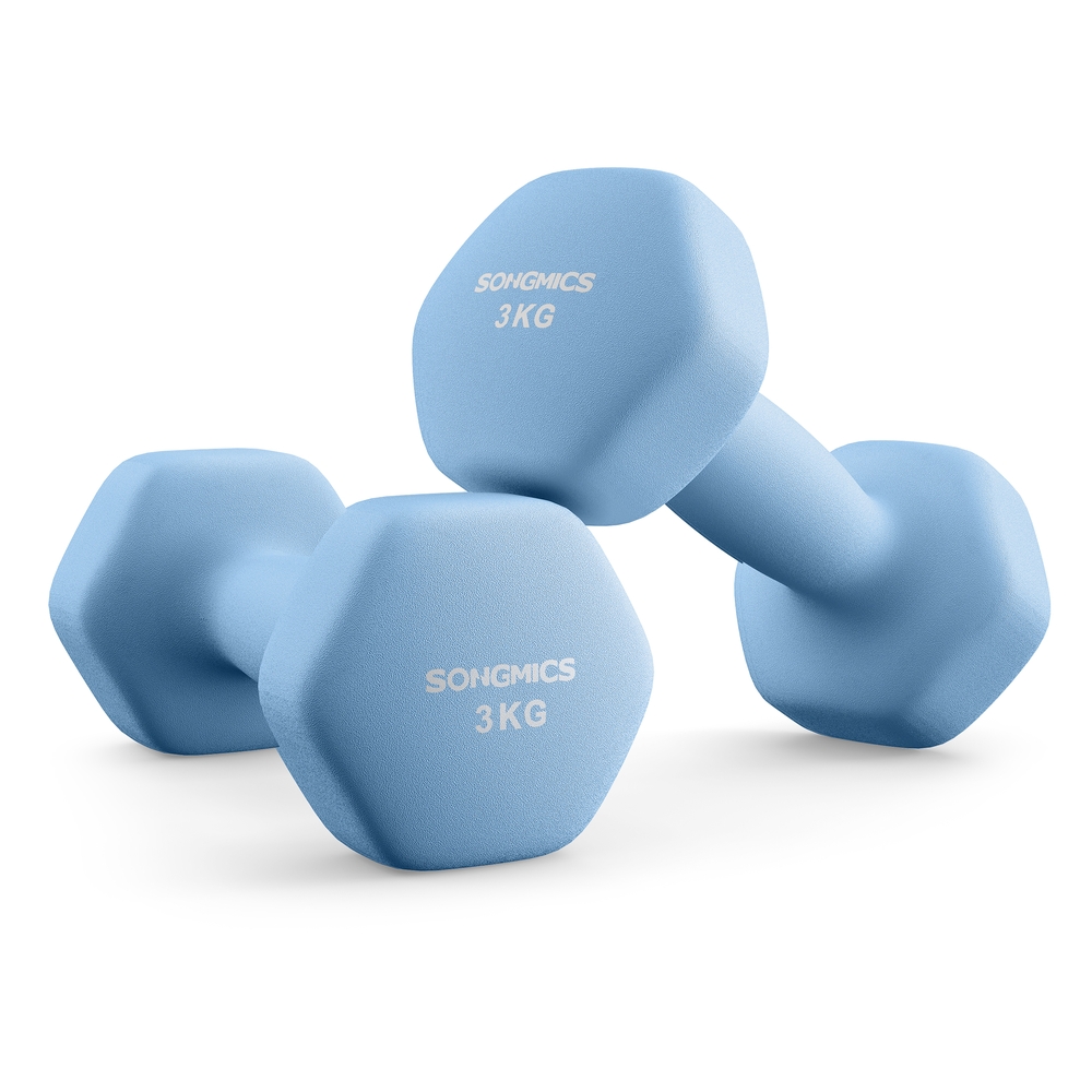 Dumbbells Set of 2 Dumbbells Hexagon Neoprene Coating Strength  Fitness Training Home