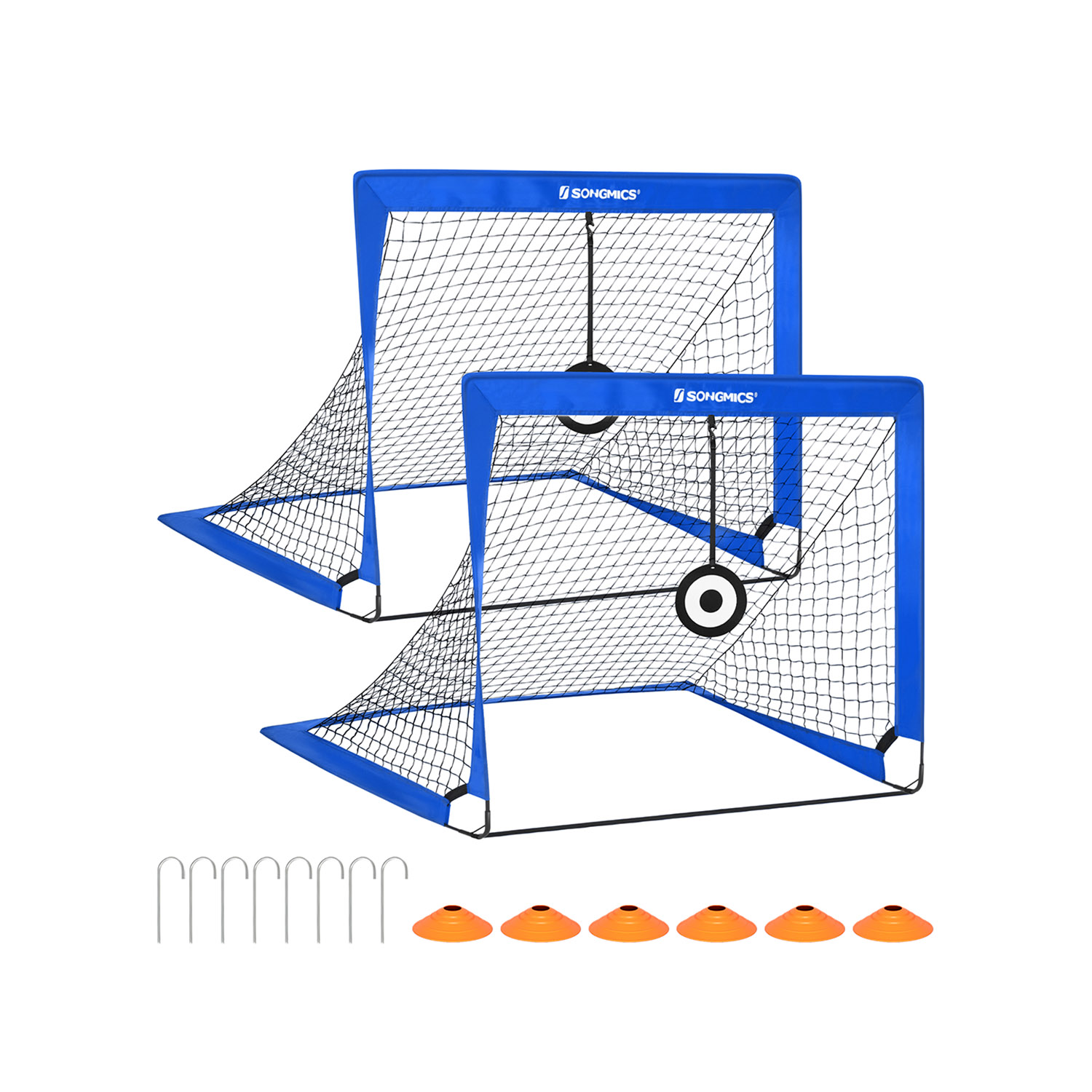 Set of 2 Kids Football Goals with Targets Blue Set of 2 Kids Football Goals with Targets Blue