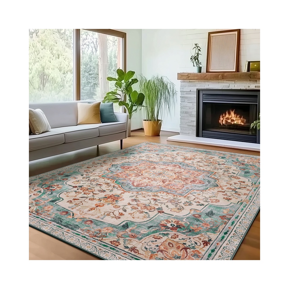 Area Rug 160 x 230 cm Rug for Bedroom Non-Slip Carpet Teal Blue Area Rug 160 x 230 cm Rug for Bedroom Non-Slip Carpet Teal Blue