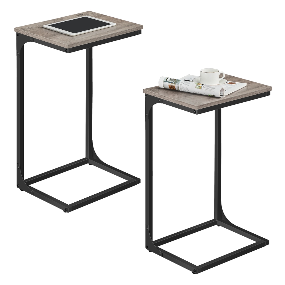 C-Shaped Side Tables Set of 2 Heather Greige and Ink Black