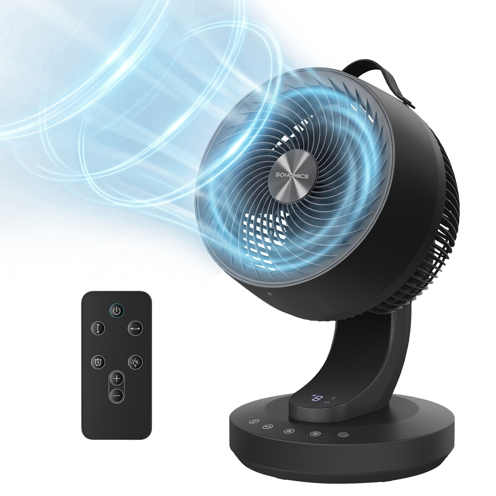 Air Circulator Desk Fan, 20 dB Quiet Fan for Bedroom, LED Display and Remote Control, Efficient Cooling and Air Circulation, 70° Oscillating, 8 Speeds, 12 h Timer, Ink Black