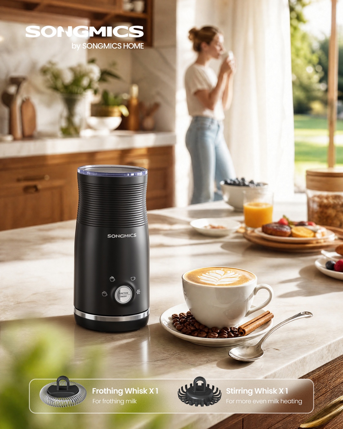 Electric milk frother for hot cold foam and heated milk